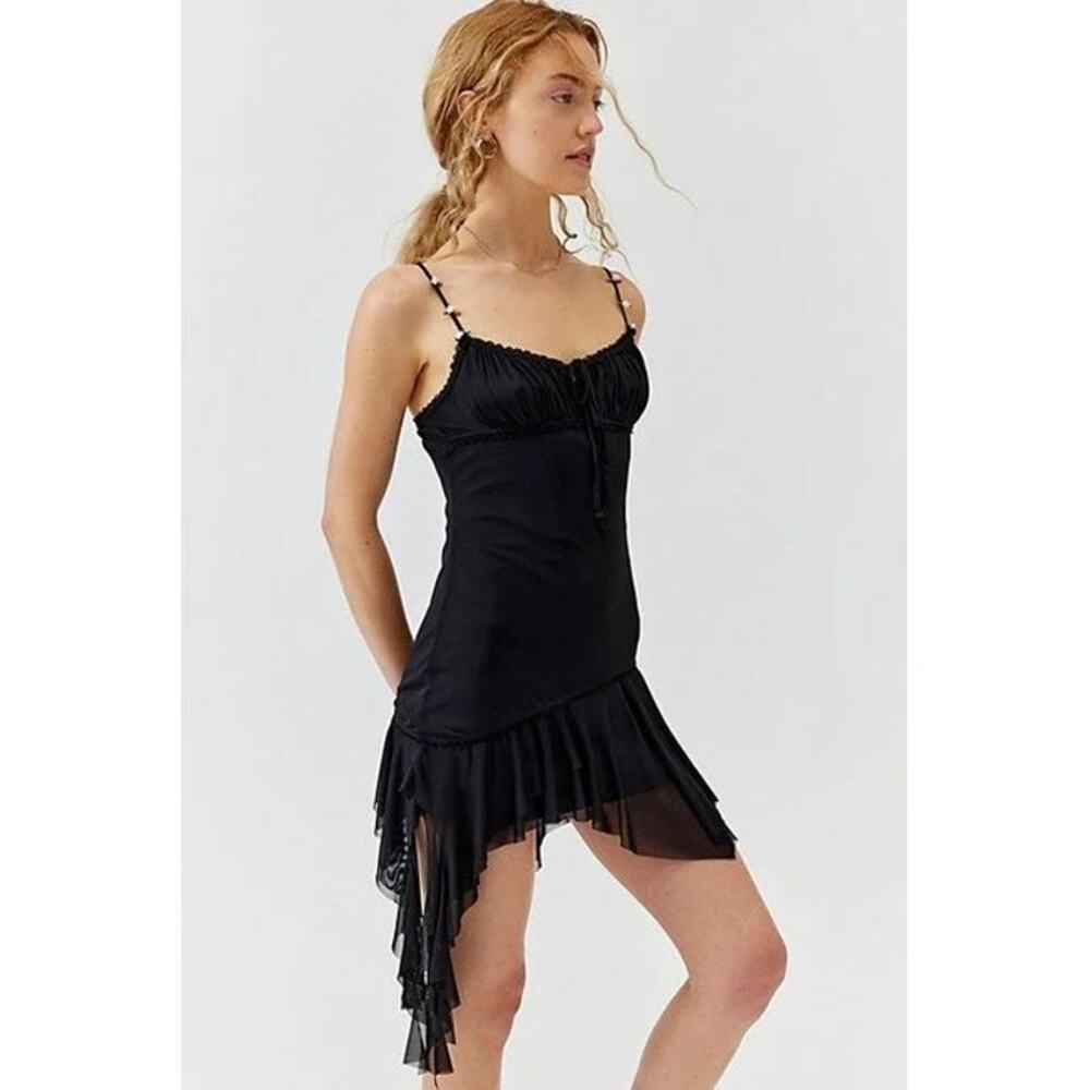 Urban Outfitters Women's Black Uo Rosebud Mesh Mini Dress Black Size XS